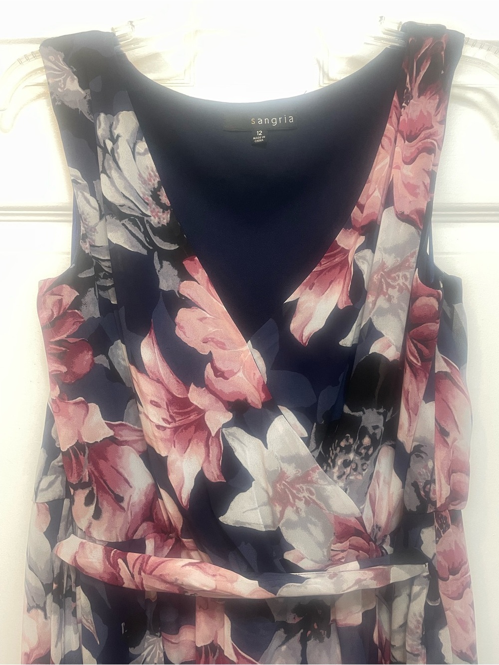 Sangria Women's Navy Floral Sleeveless Dress - Pink & White Bloom